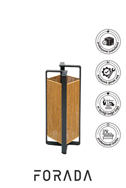 Forada Home & Style Dekoratif Kağıt İp Örgü Metal Yer Lambası