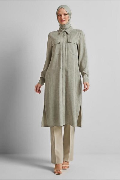 Alvina Shirt Collar Long Tunic 45346