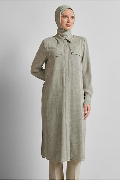 Alvina Shirt Collar Long Tunic 45346
