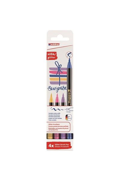 Edding Glitter Brush Tip Pen Set of 4