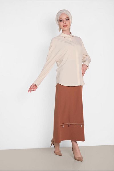 TRENDTESETTÜR Γυναικεία Μπεζ (STONE) Μπλούζα με λεπτομέρεια μανίκι 4431