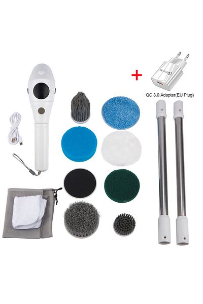 Choice White EU Plug Electric Cleaning Brush 8 in 1 Multifunctional Household Wireless Rotatable Cleaning B