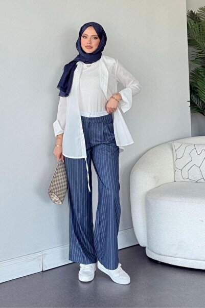 Şulemoda Giyim Παντελόνι Brsk ριγέ μπλε