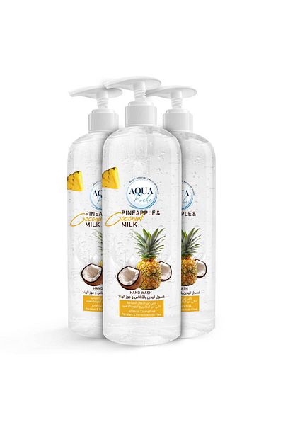 Aquaroche 3 x Hand Wash Bottle Coconut Milk & pineapple 500ml