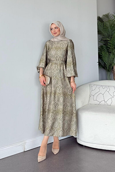Şulemoda Giyim Rochie Marocană din Satin Kaki