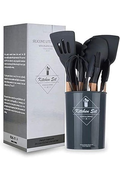 Generic Al-Mufarrej for Household Utensils 12pcs Silicone Cooking Utensils Kitchen Set - Wooden Handles Coo