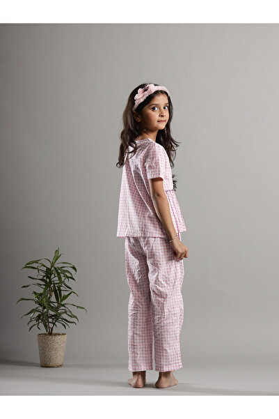 Sanskrutihomes By Styli Checked Embroidered Top and Pants Set