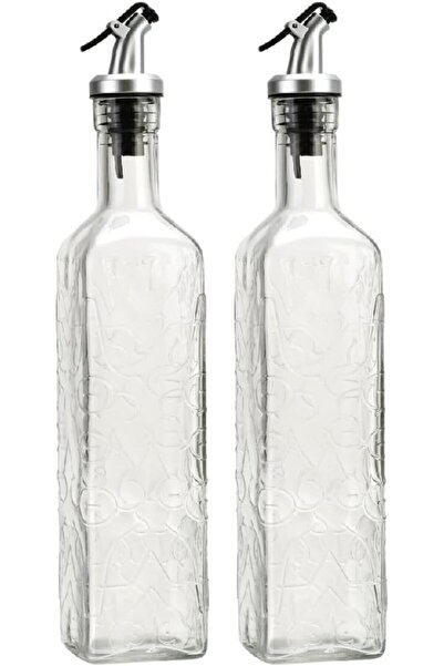 Roomlyne 2-Piece Oil and Vinegar Glass Bottle with Dispenser Nozzle Clear