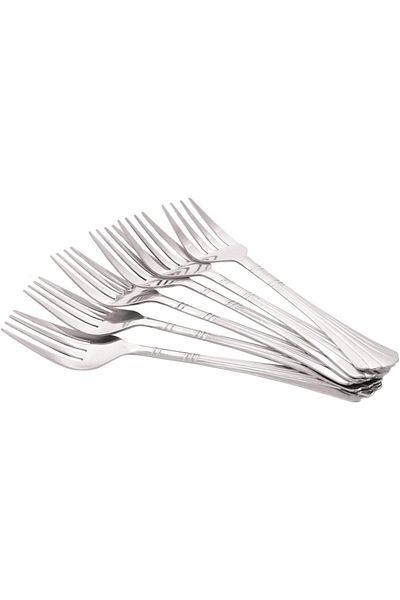 Generic Raj Stainless Steel Fork with 6 Pieces Set, 18.5 cm, RK0038, Sweet Fork, Pastry Fork, Dessert Utens