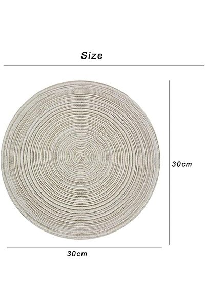 Generic OctStory 6pcs Cotton Rope Woven Round Placemats, 11.8 Inch Round Table Placemats Washable Heat Insu