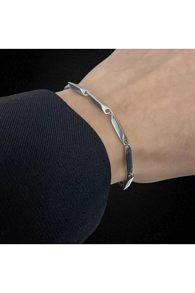 Tasarım Steel Bracelet Titanium Bowler Flat Model 2 mm Thickness 20 cm Length Silver Silver