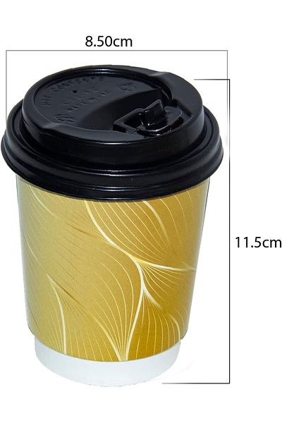 Generic Rosy.Moment Decorative Disposable Heavy Duty Paper Cup 12 ounce, 10 Pieces With Lid for Hot & Cold
