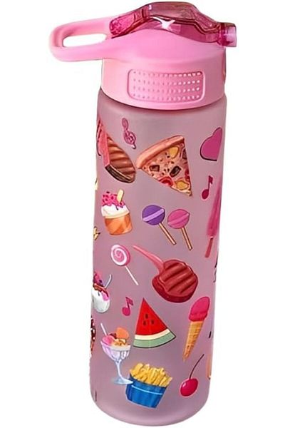 Generic Acrylic Water Bottle Duty No Spill Print Sipper Leakproof & Durable for Gym, Clear Pink
