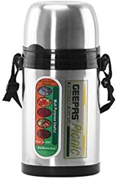 Geepas زجاجة مفرغة من الفولاذ المقاوم للصدأ، سعة 0.4 لتر - أسود