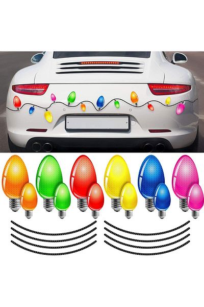 Generic Refrigerator Magnets, Reflective Bulb Light Shaped Magnets, 12Pcs Reflective Car Refrigerator Decor