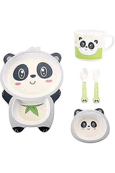 KASTWAVE طقم أدوات مائدة للأطفال من 5 قطع - أطباق مصنوعة من ألياف الخيزران لل...