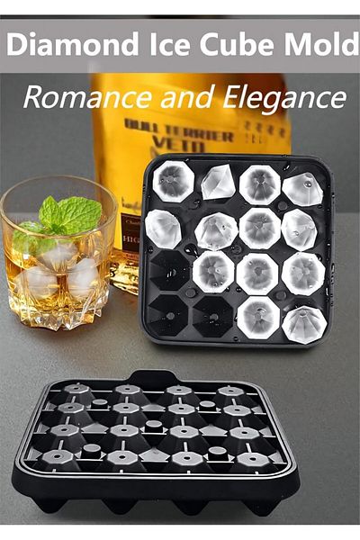 Generic YelaJoy Tiny Diamond Ice Molds Fun Shapes 2 Pack, Small Diamond-Shaped Silicone Ice Cube Trays 16 C