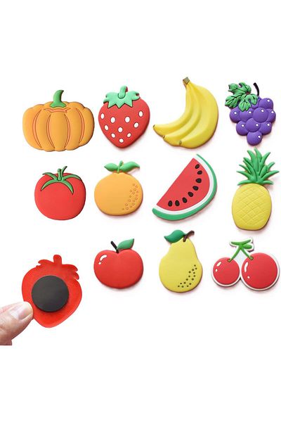 Generic Hepiide 11 Pcs Fridge Magnets for Kids,Cartoon Fruit Refrigerator Magnets Stickers,Whiteboard Offic
