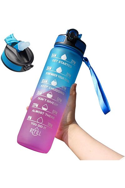 Generic ECVV® 35oz/1L Motivational Water Bottle with Time Marker & Encourage Phrase - BPA Free, Leakproof W