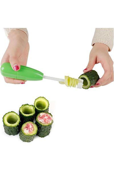 Generic Goodern Veggie Corkscrew Carver Set,Replaceable Vegetable Spiral Cutter Head Digging Tool,Coiled Ve
