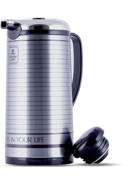 British Chef إبريق حراري معزول بجدار مزدوج سعة 1.6 لتر - فضي