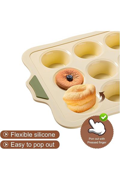 Generic KASTWAVE Nonstick Silicone Muffin Pan - 12 Cup Bakeware for Muffins, Cupcakes, Bread & Tarts - BPA