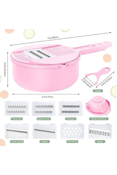 Bukela مفرمة خضراوات متعددة الأغراض مع سلة تصريف واقية (وردي)