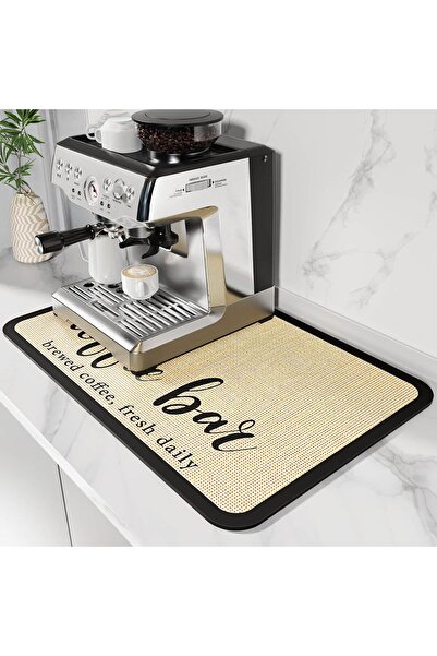 DK177 Coffee Drying Mat with Waterproof Rubber Backing - 19 inches x 12, Brown