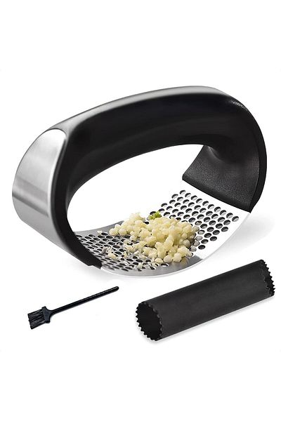 Generic Arabest Garlic Press Rocker, Stainless Steel Garlic Mincer Crusher, Precision Kitchen Gadgets Garli