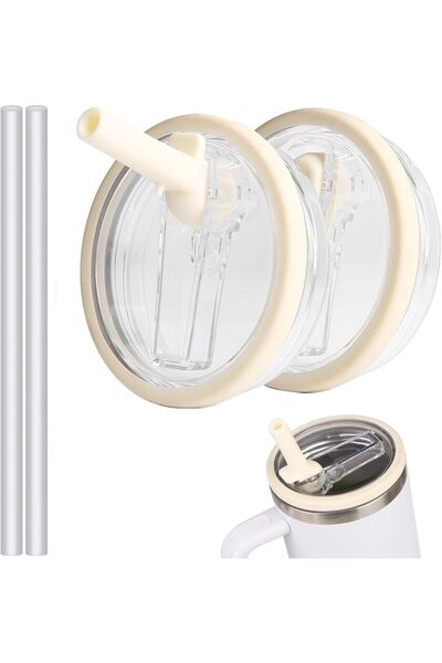 Saharaz 2PCS 40 Oz. Non-tipping Flip Straw Lid Replacement Reusable Tumbler Lid for Stanley Cups Splashproof