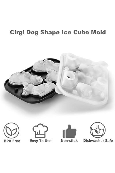 Generic Aputue Ice Cube Tray, Silicone Novelty Ice Molds for Freezer, Fun Shapes 3D Corgi Dog Ice Cube Tray