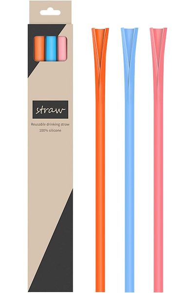 Generic Thstheaven 3 PCS Reusable Silicone Drinking Straws, Openable and Washable Boba Straw, No Cleaning B