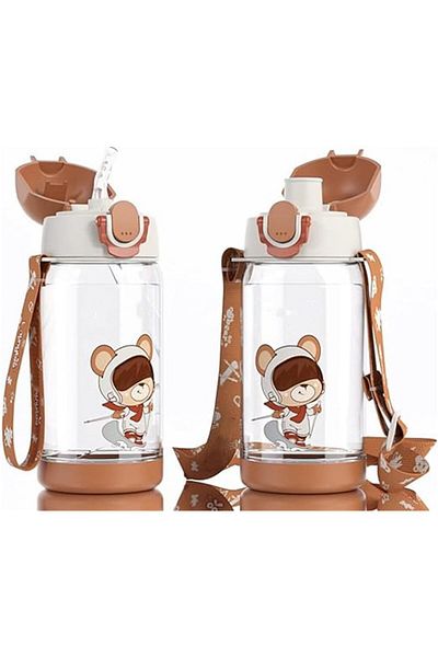 Generic Azonee Kids Water Bottle with Straw, BPA Free, Flip Nozzle, Water bottle with Two Lids, Carry Loop