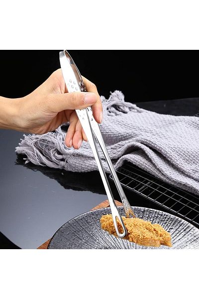 Generic KASTWAVE 3 Pcs Stainless Steel Grill Tongs Kitchen Food Tongs Cooking Tongs for Food Sweets Bread C
