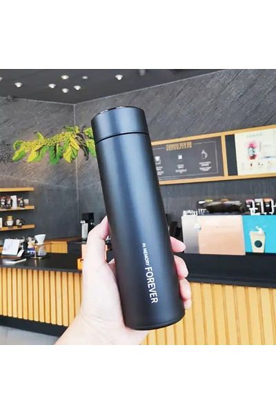 Generic Smart Temperature Display Water Bottle, 500ml, Stainless Steel, Black (black)