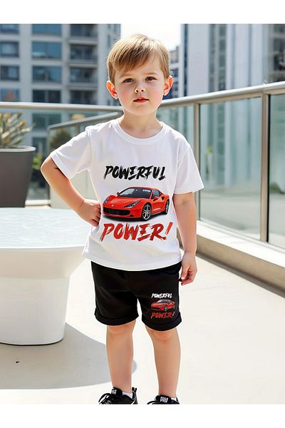 Take Two By Styli Kids 2pcs Graphic Print Short Sleeve T-Shirt and Shorts