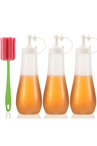 Generic ELECDONCondiment Squeeze Bottle Sauce Squeeze Squirt Bottle for Kitchen Plastic Syrup Salad Dressin