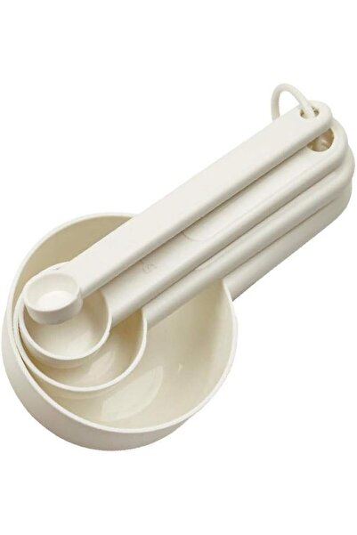 Generic طقم أكواب قياس من ستام، مكون من 4 أكواب، لون أبيض