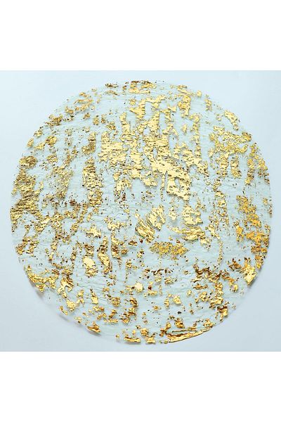 Generic SupWolf 12PCS Disposable Round Gold Placemats, 13" Disposable Paper Placemats for Dining Table, Mir