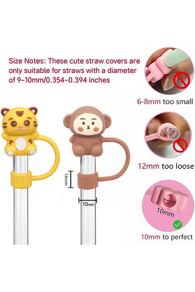 Generic ALMEKAQUZ 9Pcs Straw Cover Cap for Stanley Cup Cute Silicone Straw Lids, Reusable Dust-Proof Straw