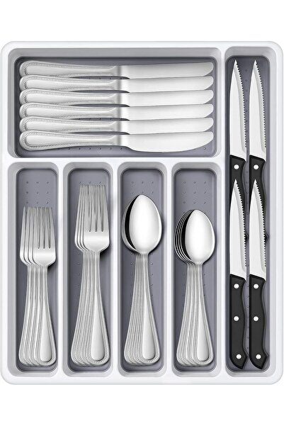 Arabest 6-Slot Silverware Drawer Organizer, Premium Plastic Cutlery Tray, Spa...