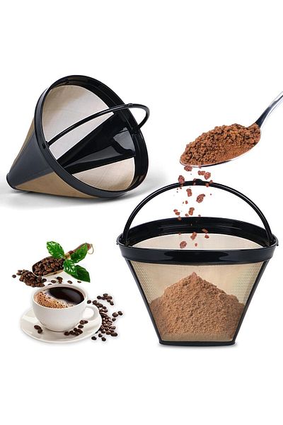Generic Reusable Coffee Filters for Cuisinart/Ninja Coffee Filter, Permanent Coffee Filter 4, Used for Repl