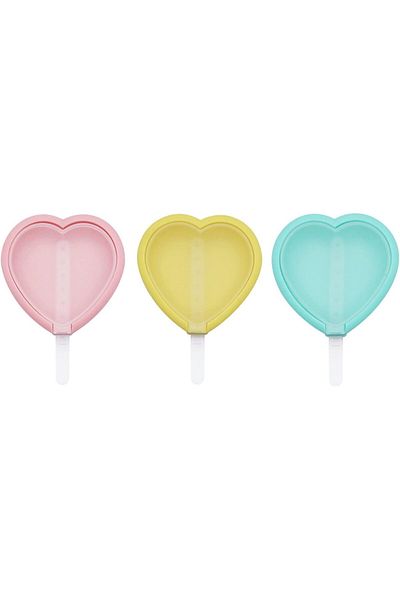 Generic Heart Shape Ice Cream Molds Silicone Ice Cream Molds Set, 3 Pieces, Multi Color