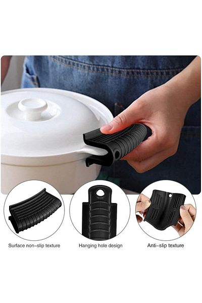 Generic SHOWAY 4 Pack Non-Slip Silicone Hot Handle Holder Cast Iron Skillet Handle Covers Heat Resistant Ca
