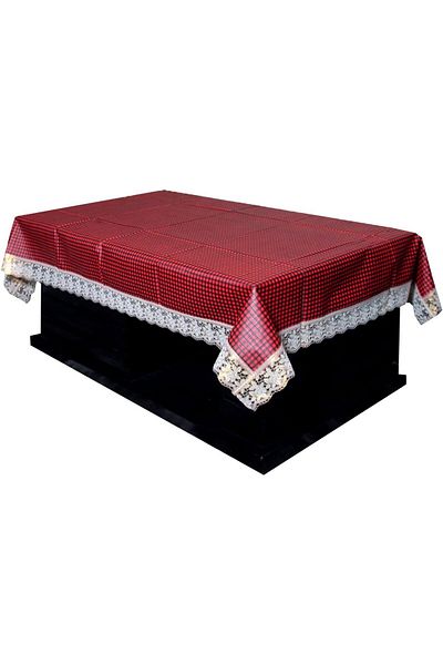 Generic Kuber Industries™ Maroon Checkered Design Waterproof Dining Table Cover 6 Seater (60 * 90 Inches) G
