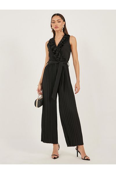 Styli Women Black Striped Wide Leg Jumpsuit