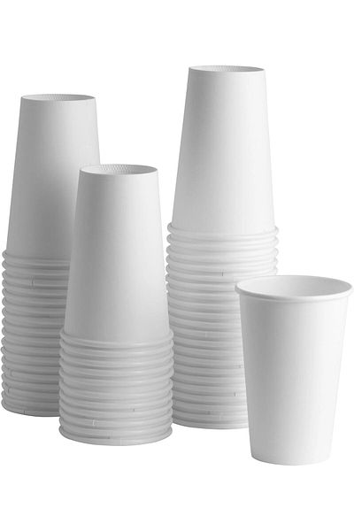 Generic Cupify disposable white paper cups, for coffee, tea, hot cocoa, and iced beverages. (50 Pieces, 12