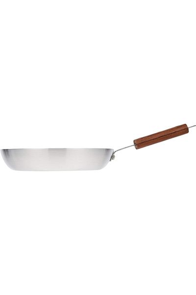Generic Raj Aluminium Fry Pan Frying Pan with Wooden Handle, 23cm, RAFP12, Suitable for Dosa, Crepe, Pancak