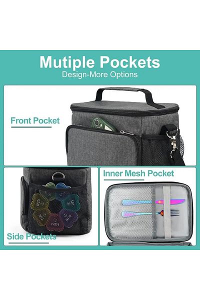 Generic Lunch Bag with Sport water bottle, Tote Bag, Leakproof Insulated Large Cooler Box for Adult,Men,Wom