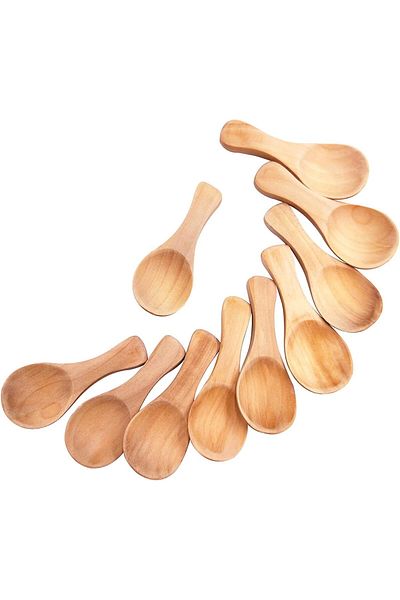 Generic Erweicet 10PCS Small Wooden Teaspoons, Wooden Kitchen Utensils Set for Condiments, Teaspoons, Soup